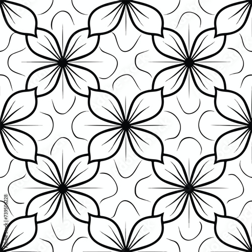 Seamles flower pattern   Vector image thick lines