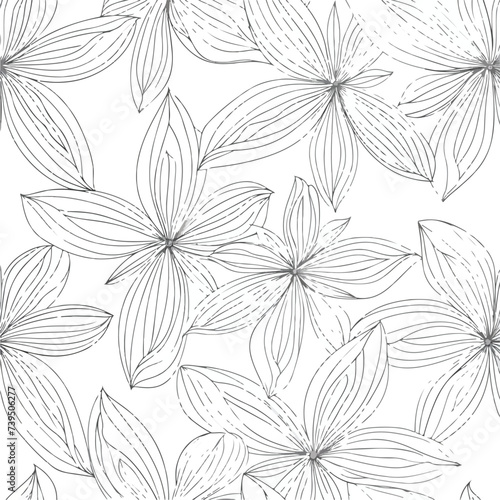 Seamles flower pattern Vector image thick lines