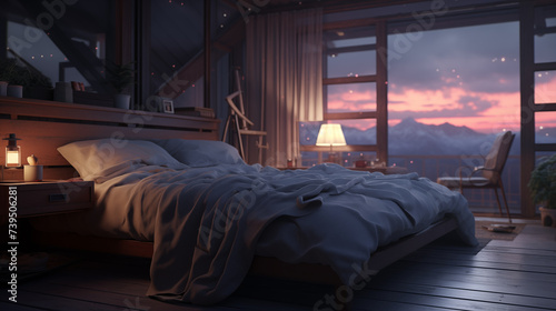 Cozy Bedroom Overlooking Mountain Sunset