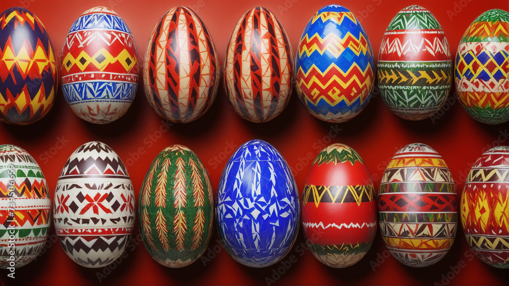 Arrangement of colorful tribal Easter Egg Mosaic Arrangement of colorful tribal Easter Egg Mosaic