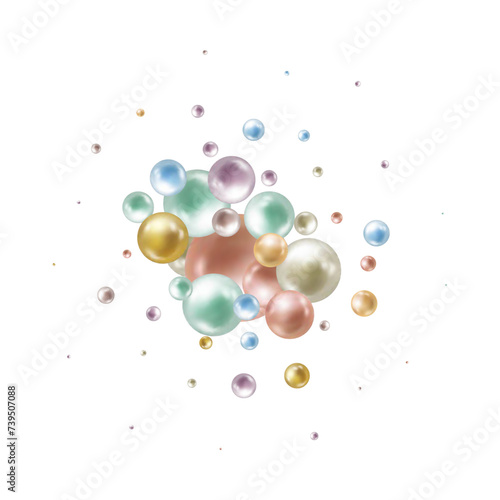 A pearl ball foat in the air Minimal style Cosmetic background product stand presentation 3d rendering. Eps 10