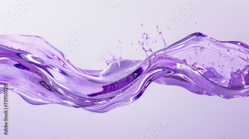 The light background is intersected in the center from left to right by a bright, chrome, purple wave with drops.