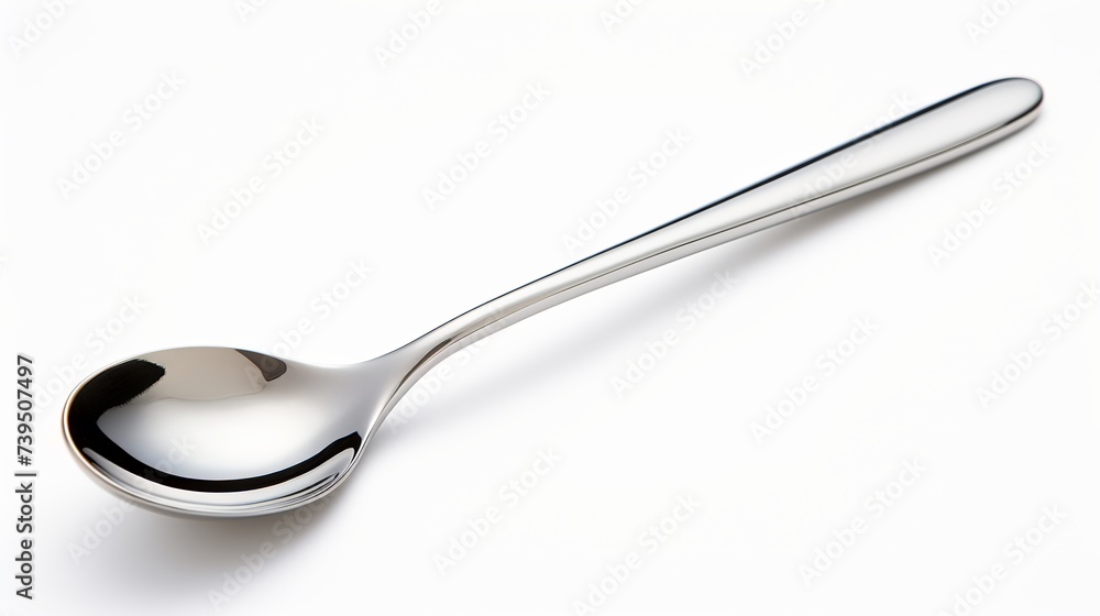 Silver spoon photo stacking side view isolated on white background. This has clipping path Silver spoon photo stacking side view isolated on white background. This has clipping path