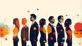 Networking representado por ilustraciones de personas, trabajadores de empresas, conectadas por lineas 