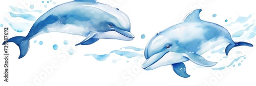 dolphins painted in watercolor 