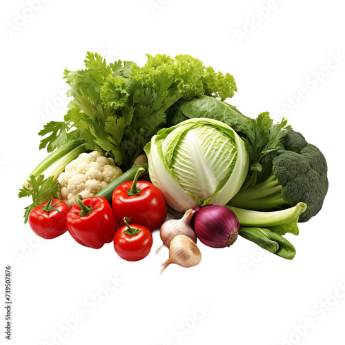 fruits and vegetables on white background
