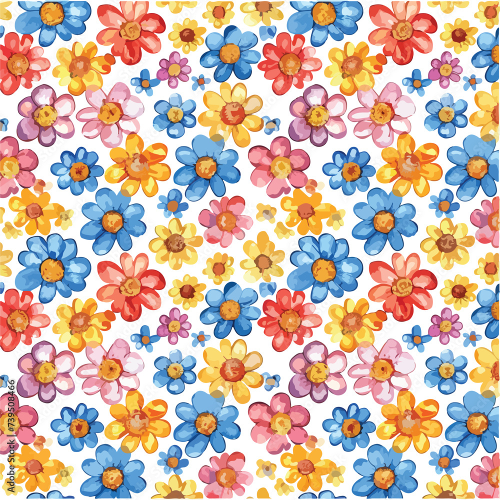 Seamless background of watercolor flowers isolate