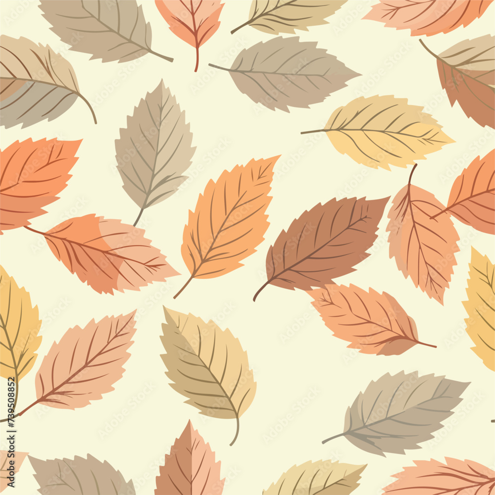 Seamless leaf background soft coloured pattern in