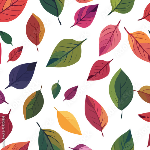 Seamless leaf background soft coloured pattern in