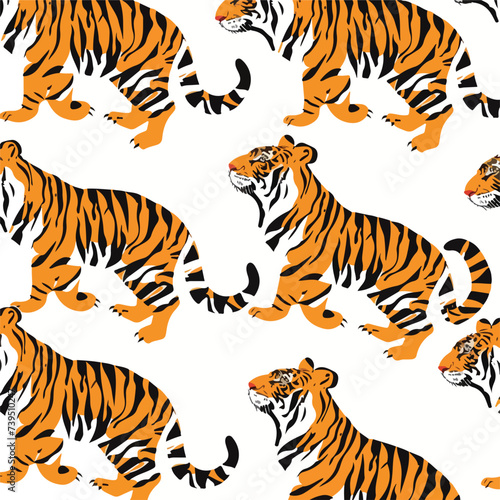 Seamles striped tiger skin pattern isolated White