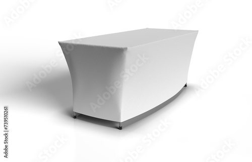Obraz na plátně White Stretch Tablecloth fitted to a Trestle Table and isolated