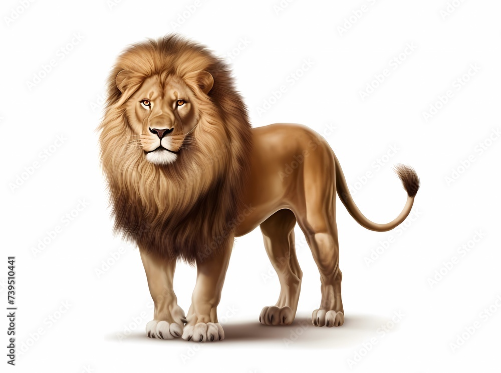 Lion isolated on white background, Generative AI illustrations. Lion isolated on white background, Generative AI illustrations.