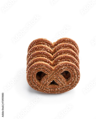 Sweet pretzels cookies isolated on white © lena_zajchikova