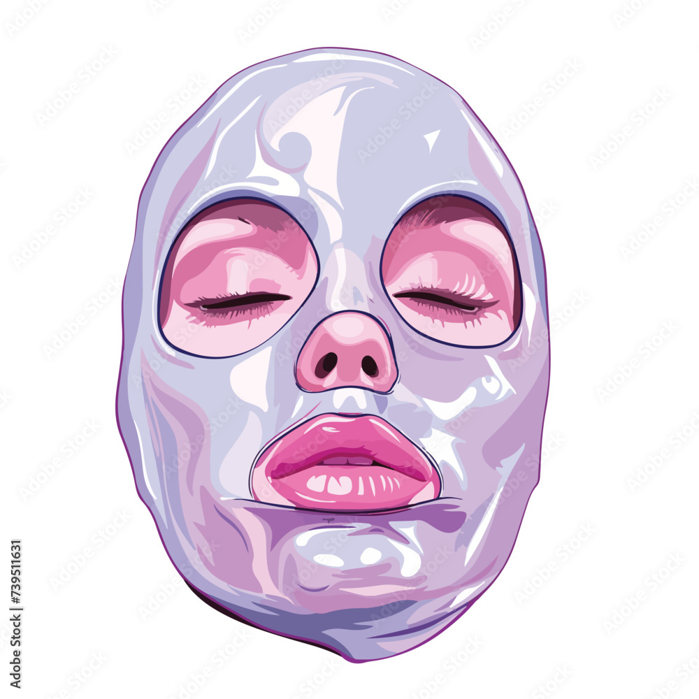 Beautiful mask on a womans face in a SPA top view