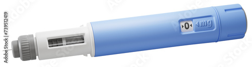 Injector / dosing pen  for subcutaneous injection of antidiabetic medication or anti-obesity medication on a transparent background.