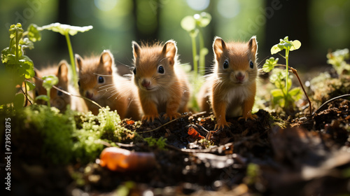 Dans une forêt menacée, un écureuil rassemble les animaux pour replanter des arbres. Ensemble, ils préservent leur habitat.