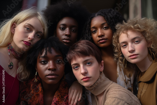 Diverse womans Group of Friends Embracing