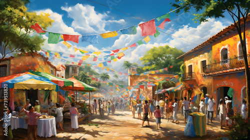 Celebration of Tradition and Culture: Vibrant Fiesta Scene in Local Community