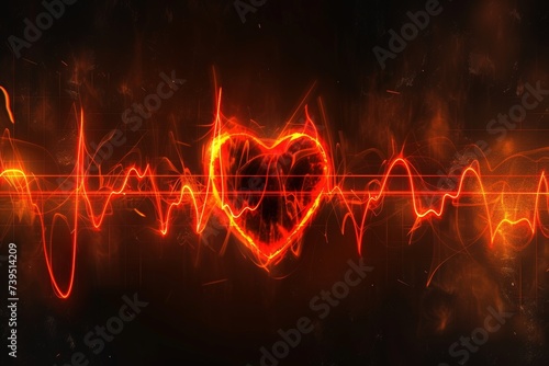 Visualization of heartbeat on black background.