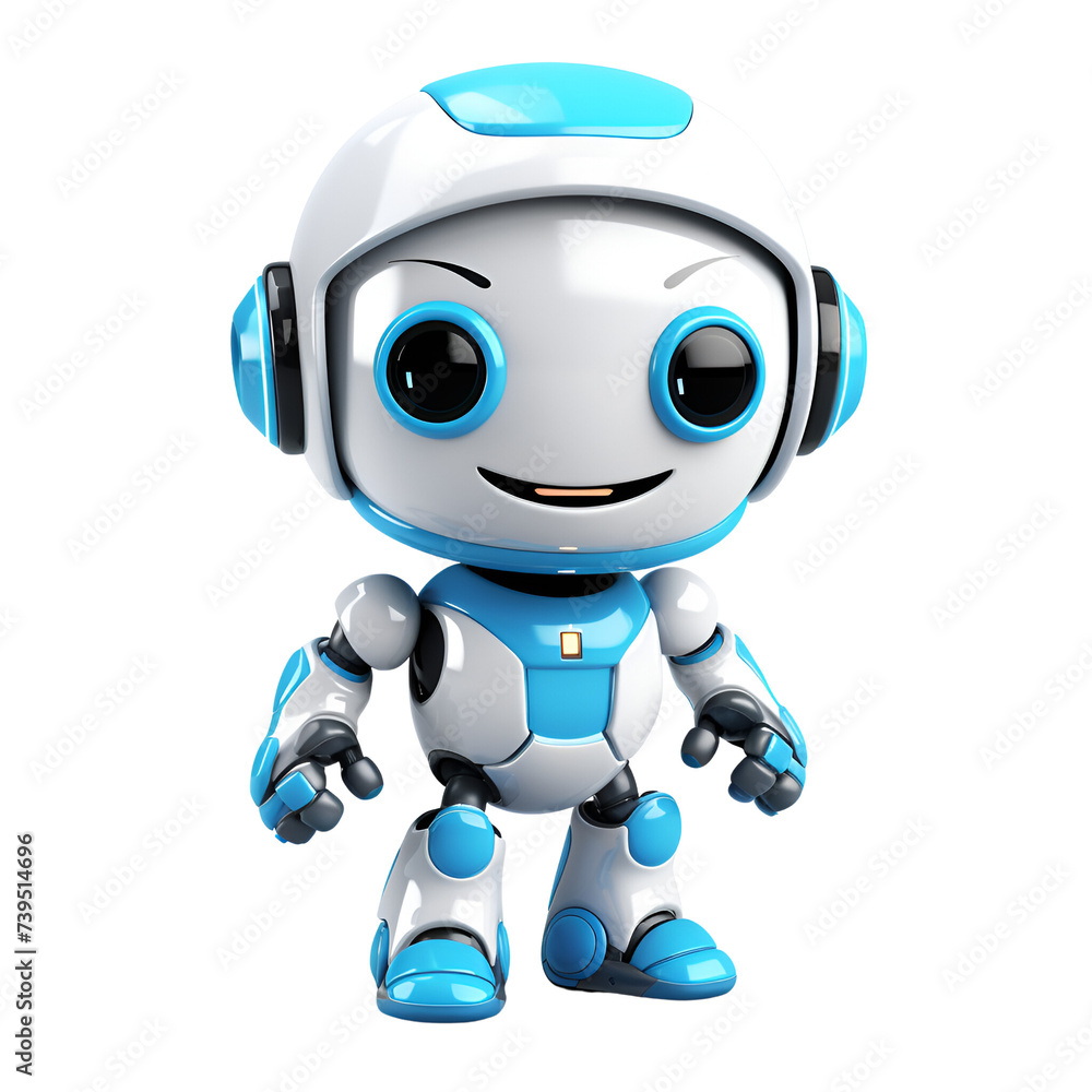 3D Cartoon AI Robot Logo Illustration Toy Robot Robot Assistant No Background Perfect for Print on Demand