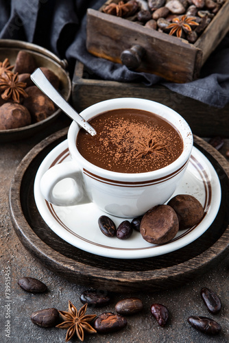 Aromatic cocoa drink with   chocolate candy