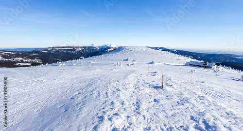 View of winter mountain landscape, the Giant mountains.