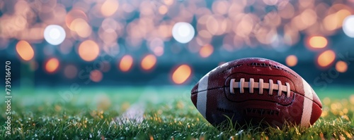 American rugby ball on color bokeh