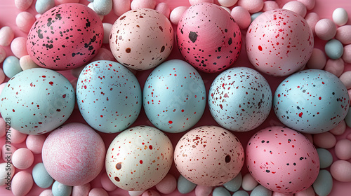 From a top-view perspective, the marvel of decorative Easter eggs 