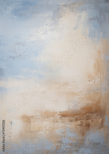 Abstract Painting in Blue Beige and Brown - Contemporary Artwork
