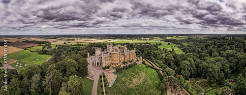 Grantham, Leicestershire, England- 22 August 2023: Belvoir Castle is a faux historic castle and stately home in Leicestershire, England, A castle was first built on the site immediately after the Norm
