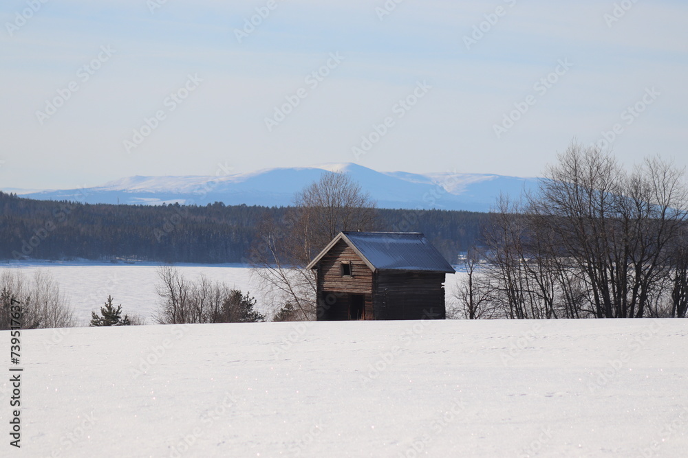 Barn in the snow. Östersund i Sweden.