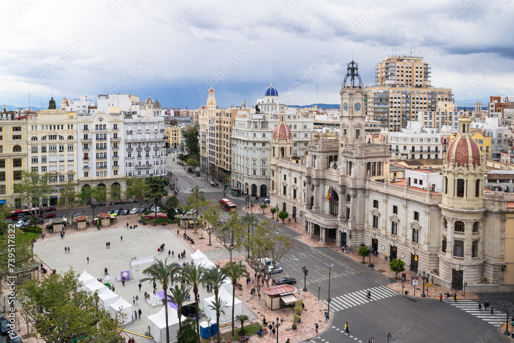 View of the square and city hall of valencia