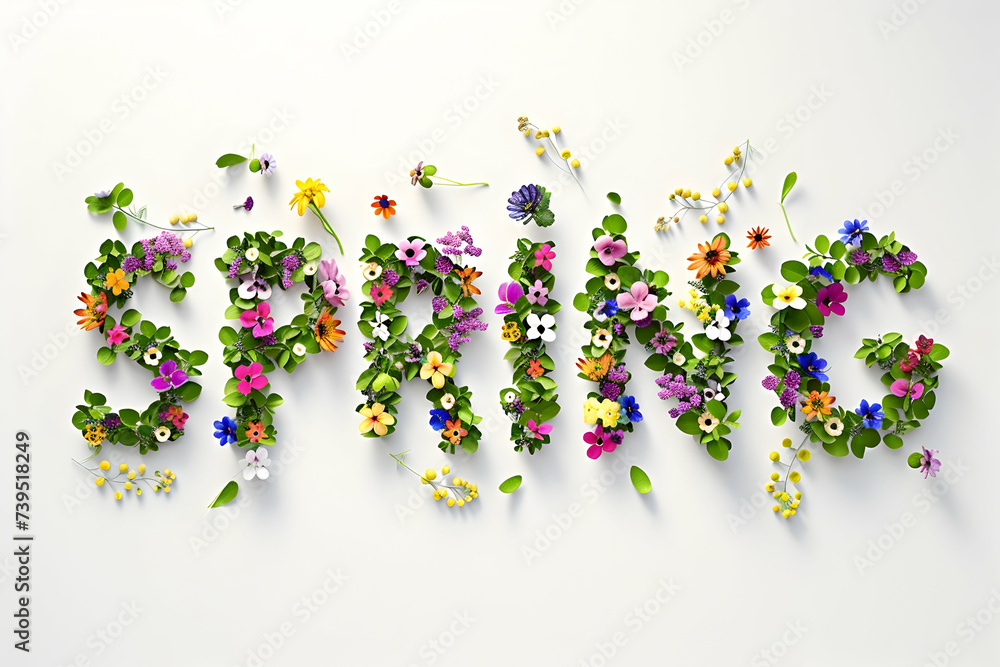 Blooming Elegance: Minimalist Typography 'SPRING' Crafted with Lovely Flowers Blooming Elegance: Minimalist Typography 'SPRING' Crafted with Lovely Flowers