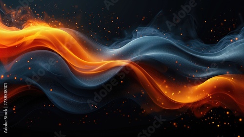 Abstract yellow-orange-black flame waves in style of corporate business background