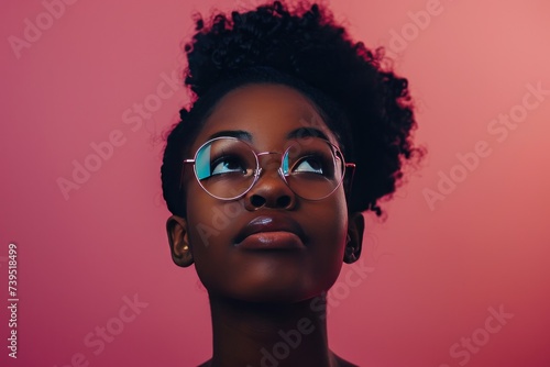 People, Impressions, and Contemplation. A pensive, intelligent female student...