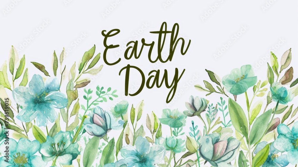 Floral Watercolor Illustration Celebrating Earth Day with Lush Botanicals.