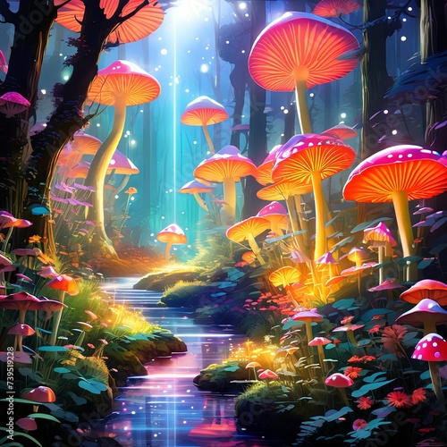 Bioluminescent Mushroom Forest