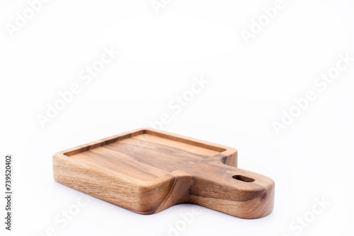 Wooden kitchen board. Wooden tray on a white background. Isolate. Handmade