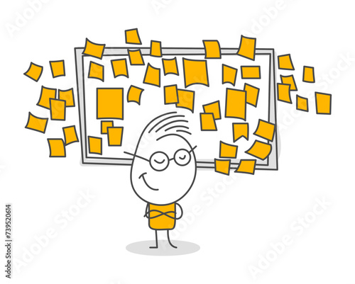 Stick figures. Office people. Isolated on white background. Hand drawn doodle line art cartoon design character.