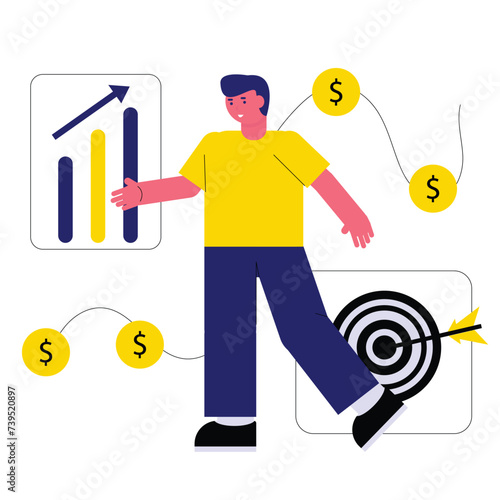 A businessman presenting sales performance, suitable for business and marketing content.
