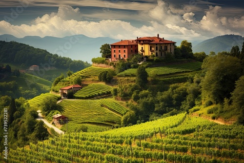 Scenic vineyard in Italy at summer day