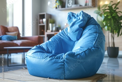 Soft enjoyable beanbag chair in modern living room interior © Alina