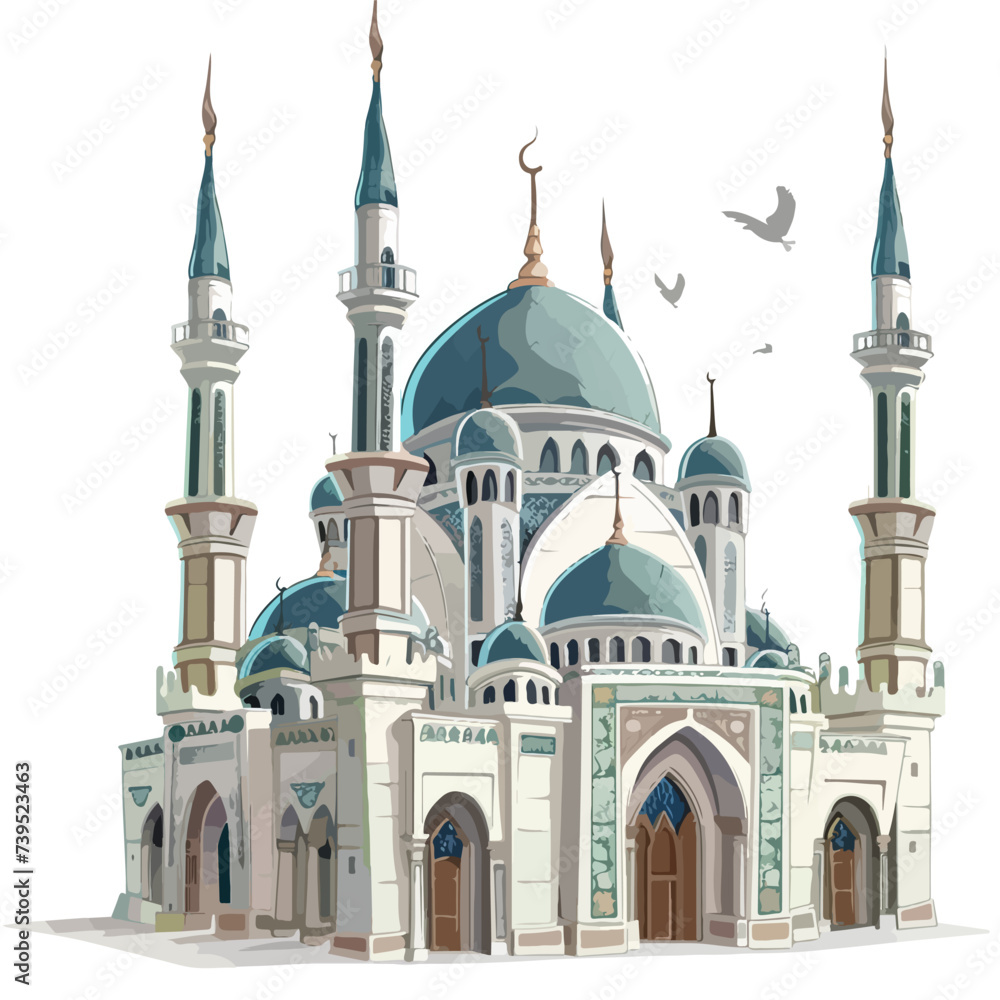 Mosque illustration vector for moeslim isolated W