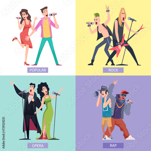 Singers rock pop rap and opera style singers people