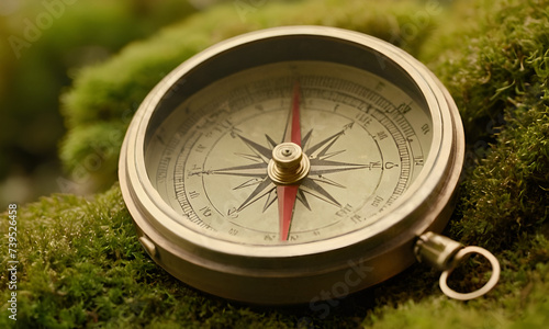 old compass on the grass