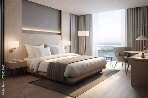 Room interior of modern hotel bedroom - Ai generated © mady