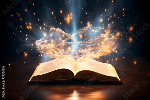 Magical book with glitter exploding from the pages - Ai generated