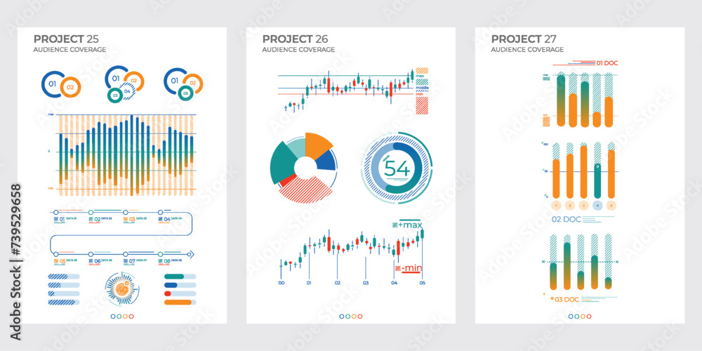 Finance elements commercial charts. Abstract visual vector illustration.