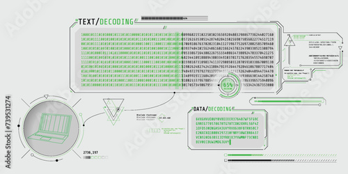 Data decryption screen with text decoding window.