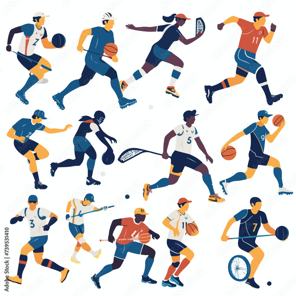 Sports set of athletes of various sports discipli